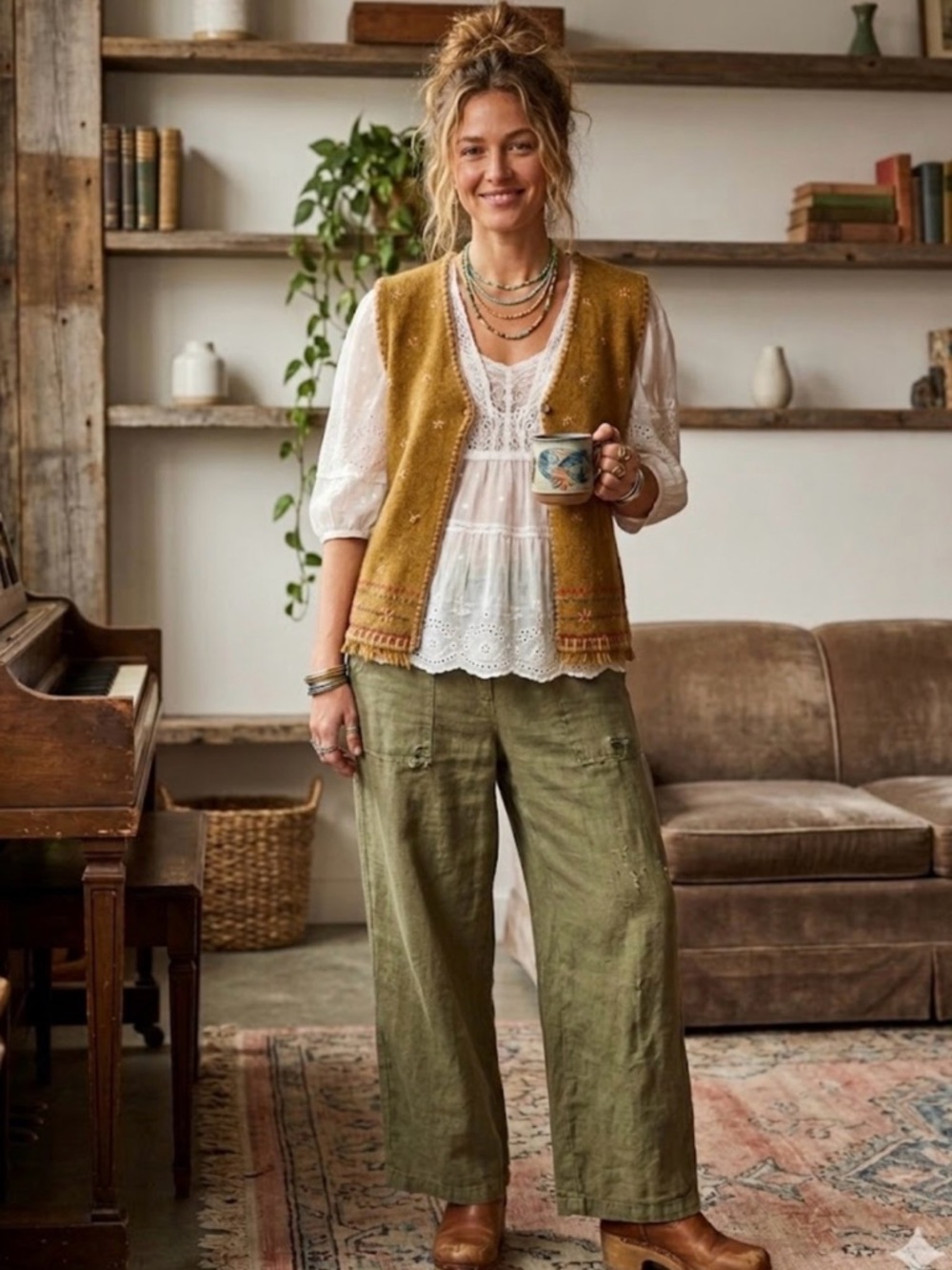 Orvis Floral Design Wool Sweater Vest